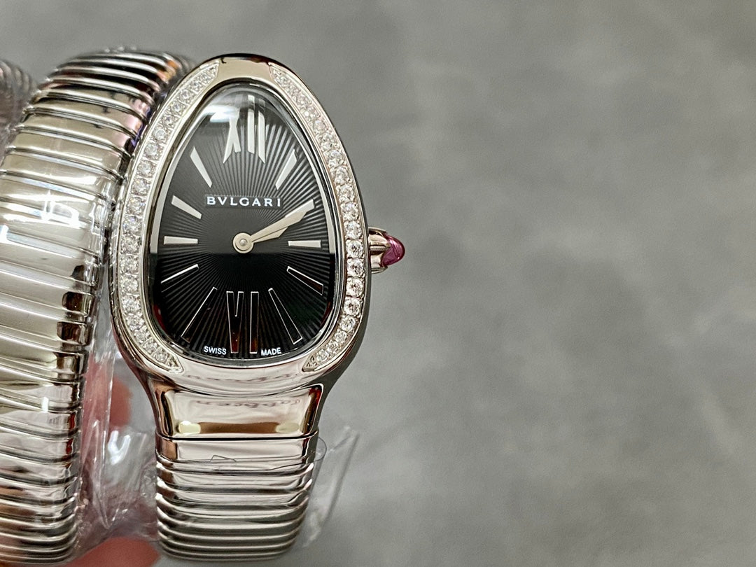 SERPENTI TUBOGAS QUARTZ STEEL BLACK DIAL