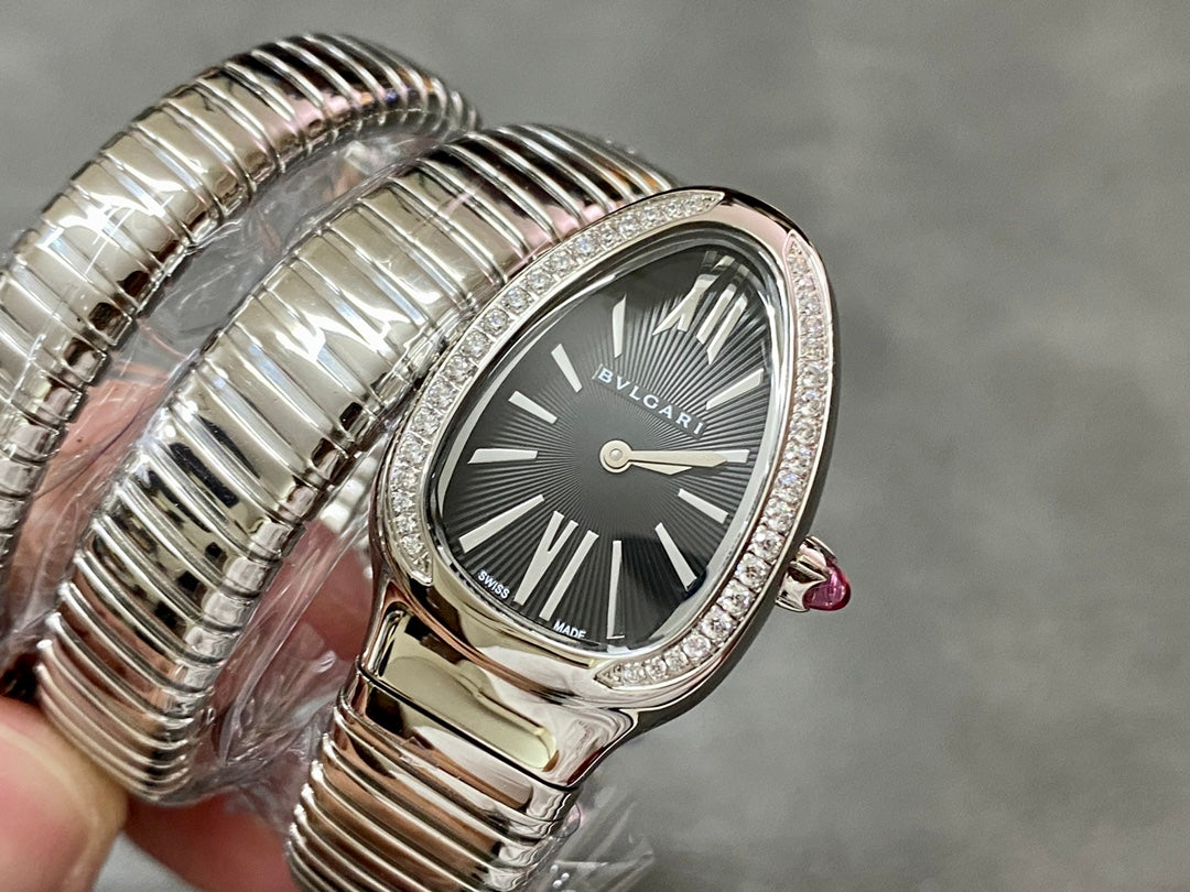 SERPENTI TUBOGAS QUARTZ STEEL BLACK DIAL
