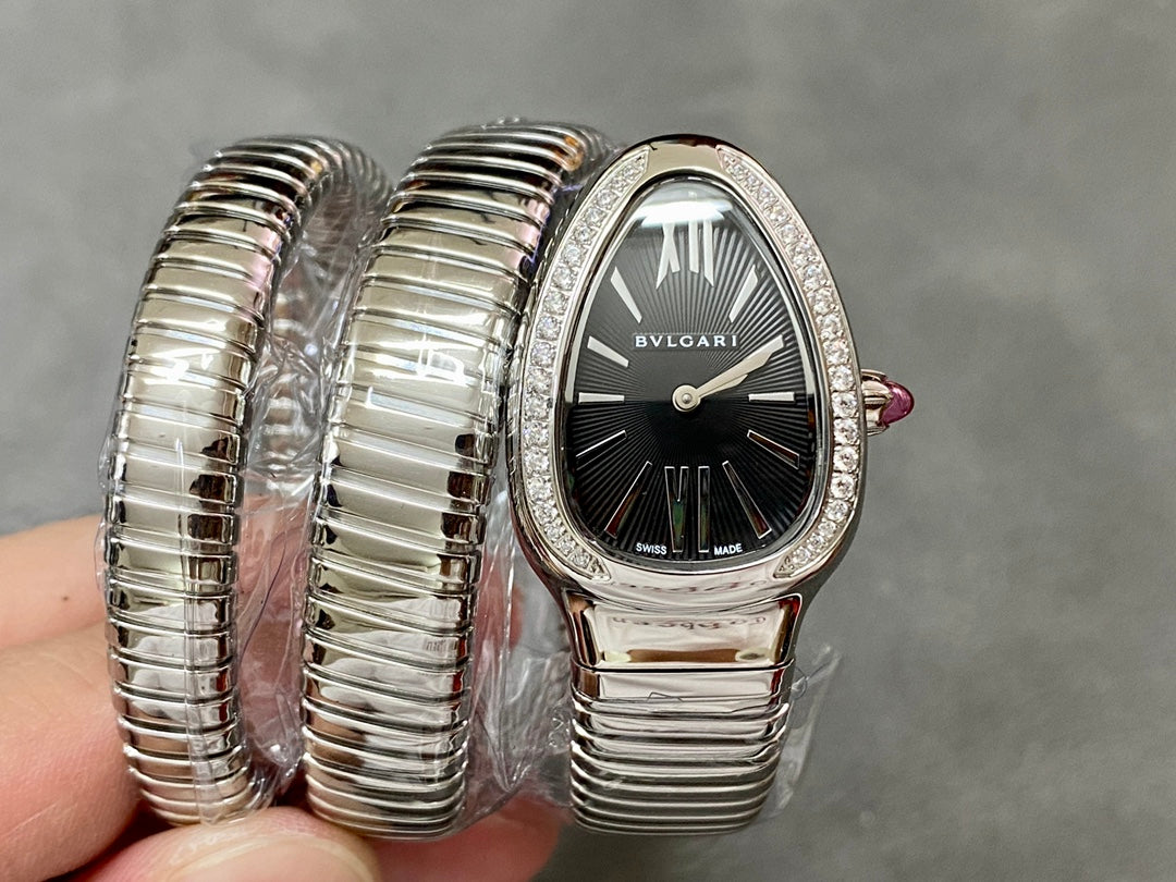 SERPENTI TUBOGAS QUARTZ STEEL BLACK DIAL