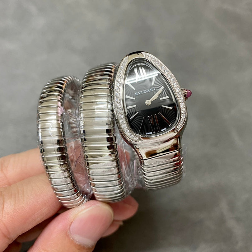 SERPENTI TUBOGAS QUARTZ STEEL BLACK DIAL