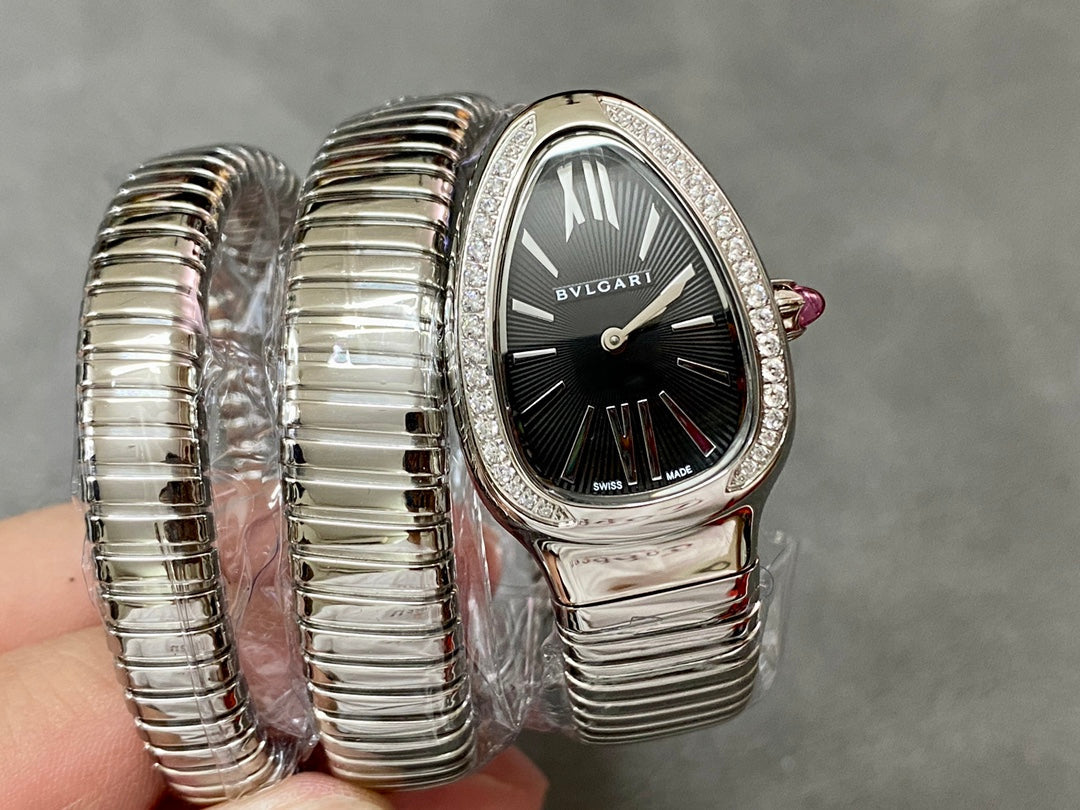 SERPENTI TUBOGAS QUARTZ STEEL BLACK DIAL