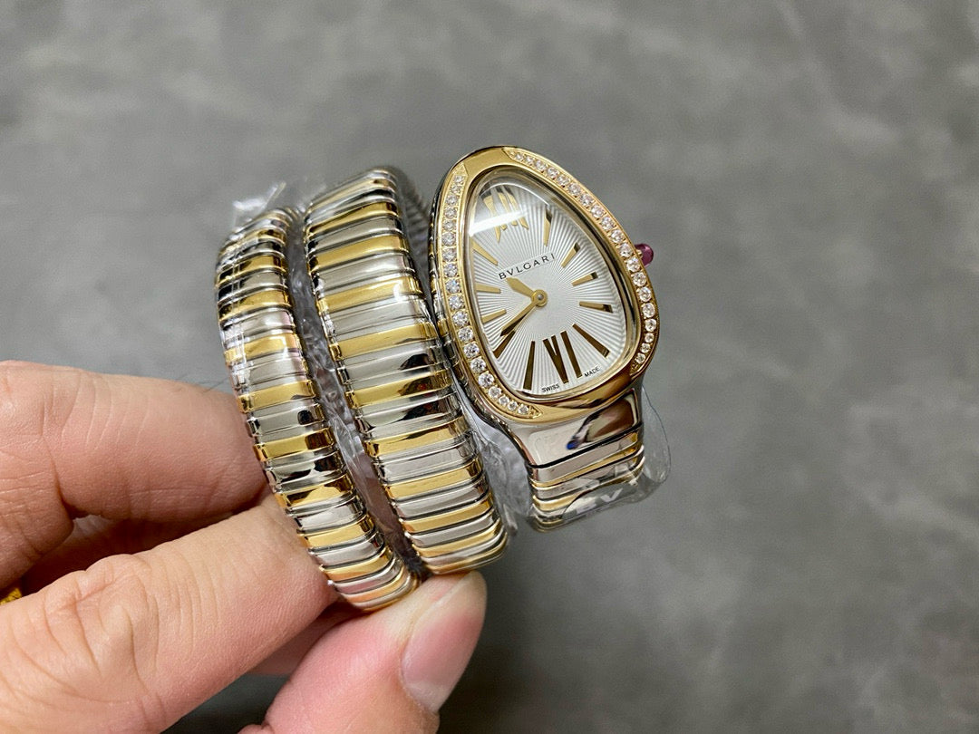 SERPENTI TUBOGAS QUARTZ GOLD STEEL WHITE DIAL