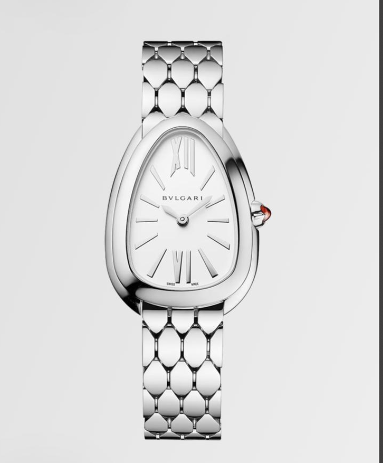 SERPENTI SEDUTTORI WATCH SILVER STAINLESS STEEL WITH PINK CABOCHON-CUT CROWN