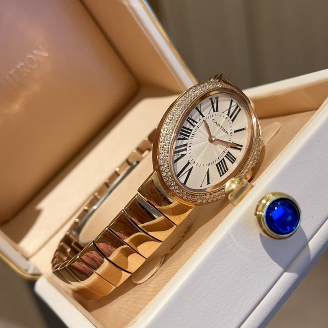 BAIGNOIRE SILVER AND GOLD CASE WATCH WITH CRYSTAL