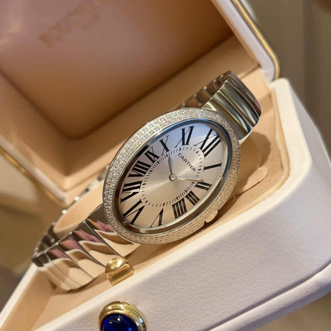 BAIGNOIRE SILVER AND GOLD CASE WATCH WITH CRYSTAL