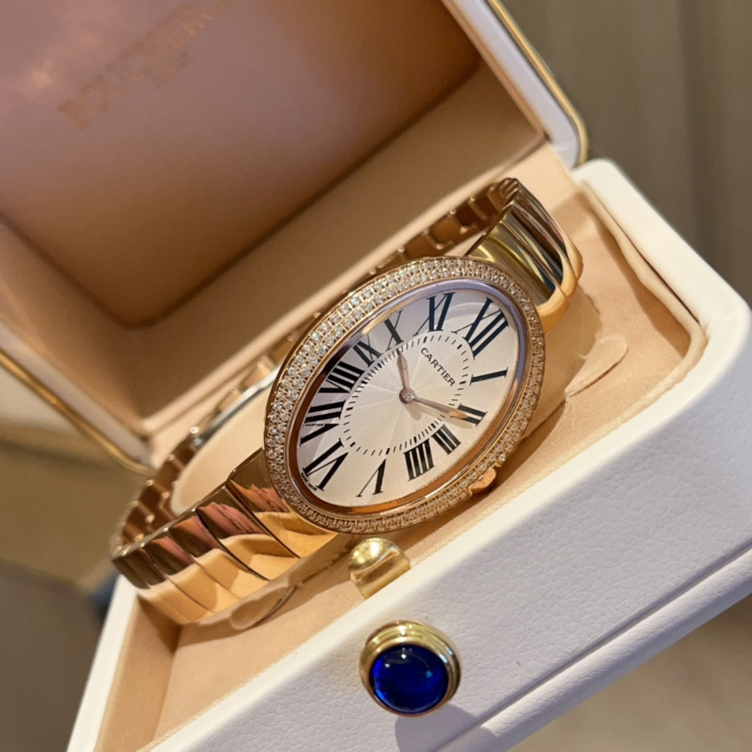 BAIGNOIRE SILVER AND GOLD CASE WATCH WITH CRYSTAL