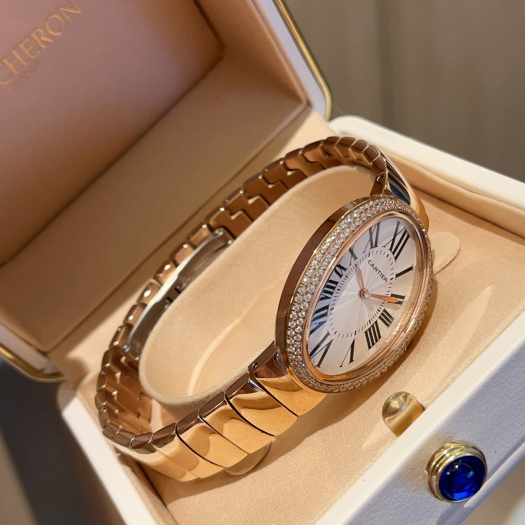 BAIGNOIRE SILVER AND GOLD CASE WATCH WITH CRYSTAL
