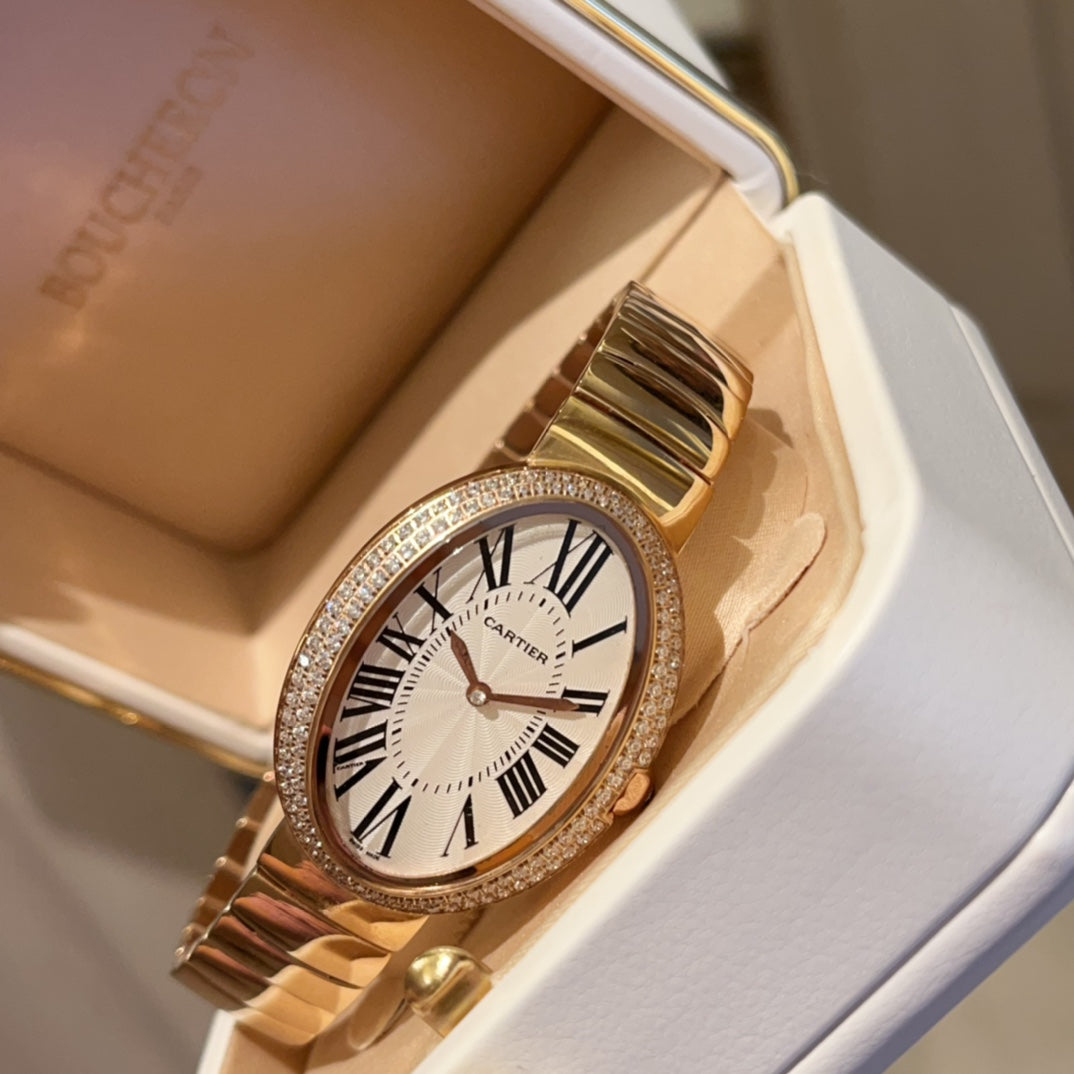 BAIGNOIRE SILVER AND GOLD CASE WATCH WITH CRYSTAL