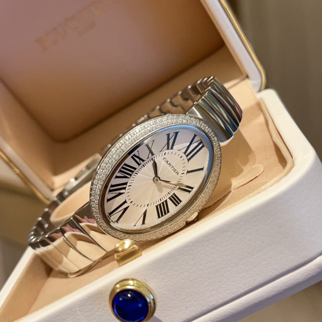 BAIGNOIRE SILVER AND GOLD CASE WATCH WITH CRYSTAL
