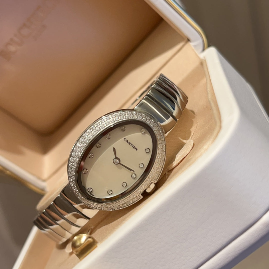 BAIGNOIRE SILVER AND GOLD CASE WATCH WITH CRYSTAL