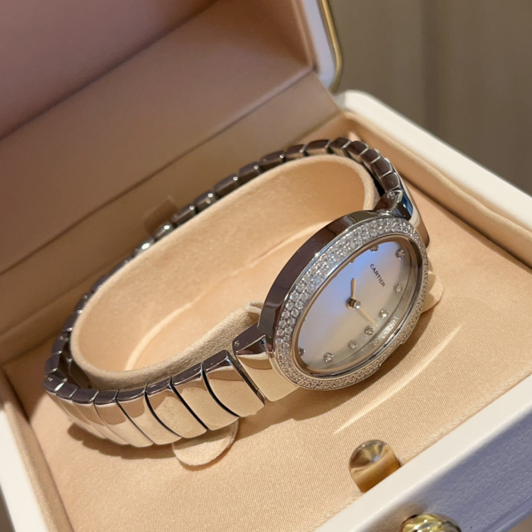 BAIGNOIRE SILVER AND GOLD CASE WATCH WITH CRYSTAL