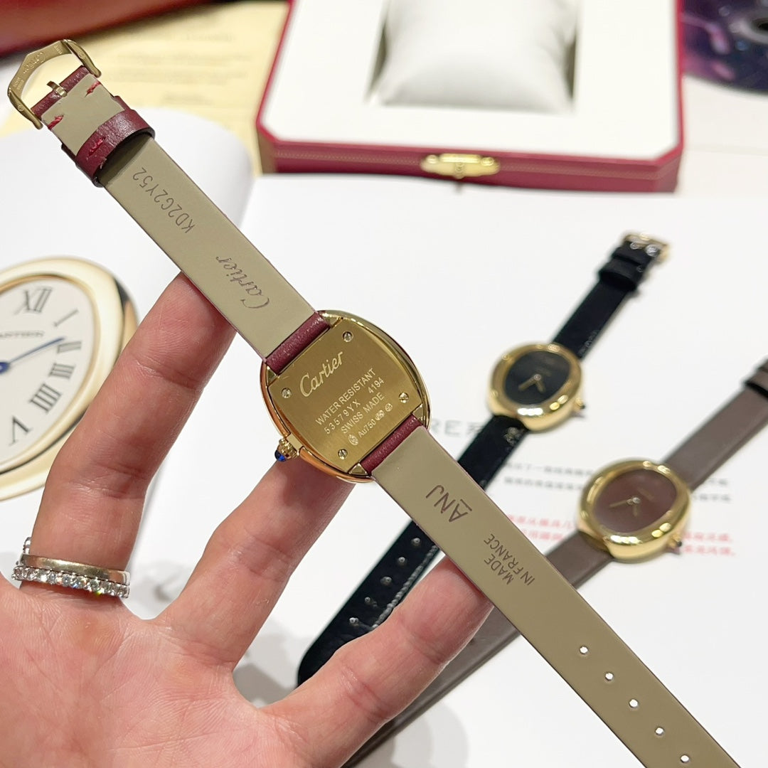 BAIGNOIRE WATCH GOLD CASE AND LEATHER STRAP