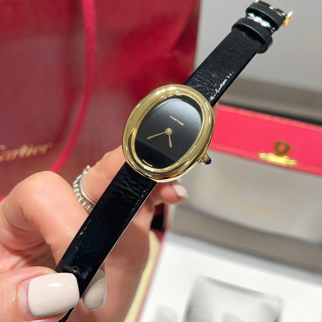 BAIGNOIRE WATCH GOLD CASE AND LEATHER STRAP
