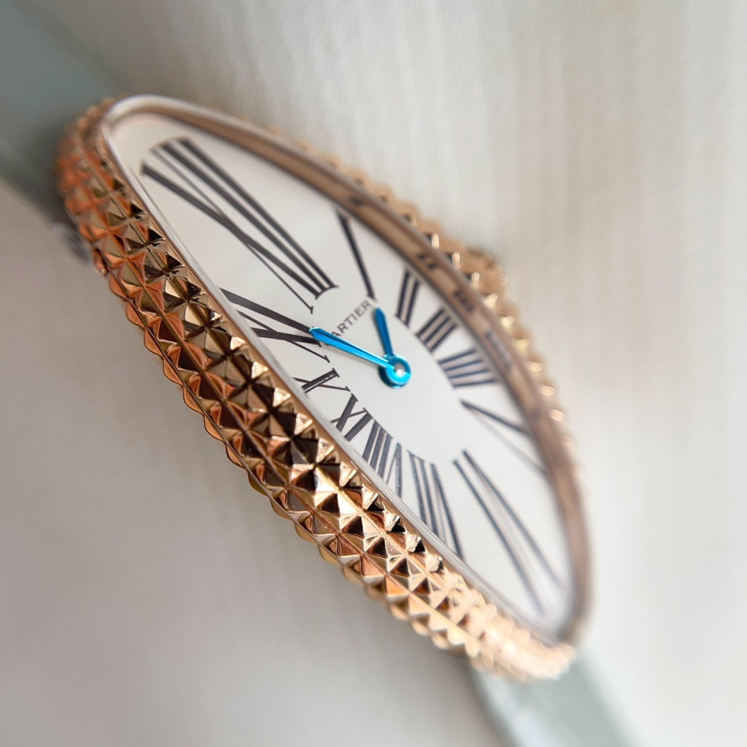 BAIGNOIRE ALLONG¨¦E WATCH ROSE GOLD CASE WITH ASH GRAY LEATHER STRAP
