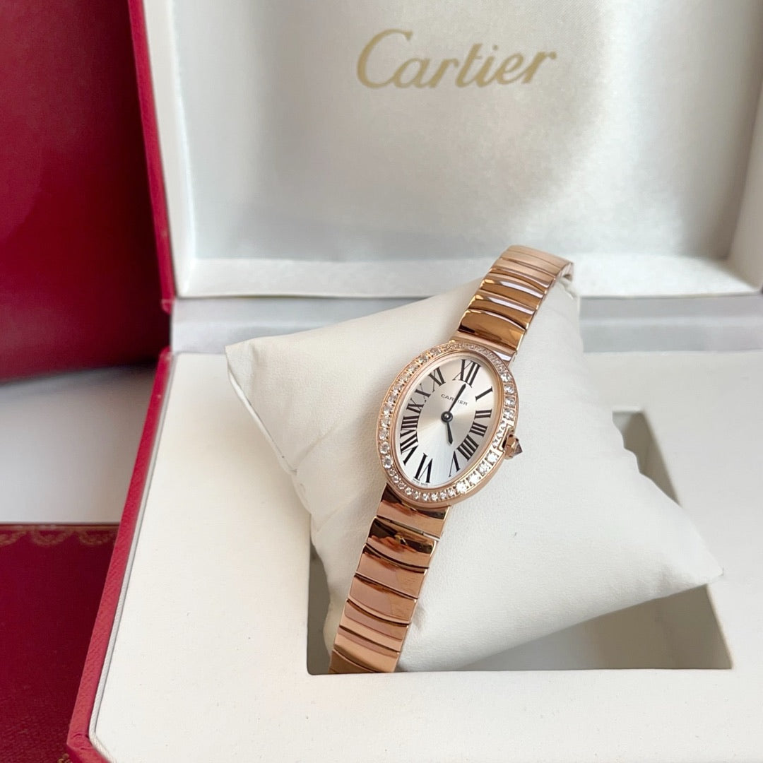 BAIGNOIRE DE CARTIER ¨C OVAL SHAPE ROSE GOLD WITH SINGLE LINE DIAMONDS