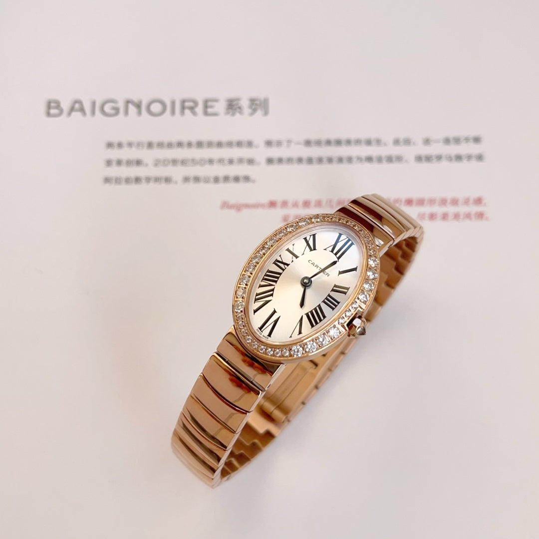 BAIGNOIRE DE CARTIER ¨C OVAL SHAPE ROSE GOLD WITH SINGLE LINE DIAMONDS