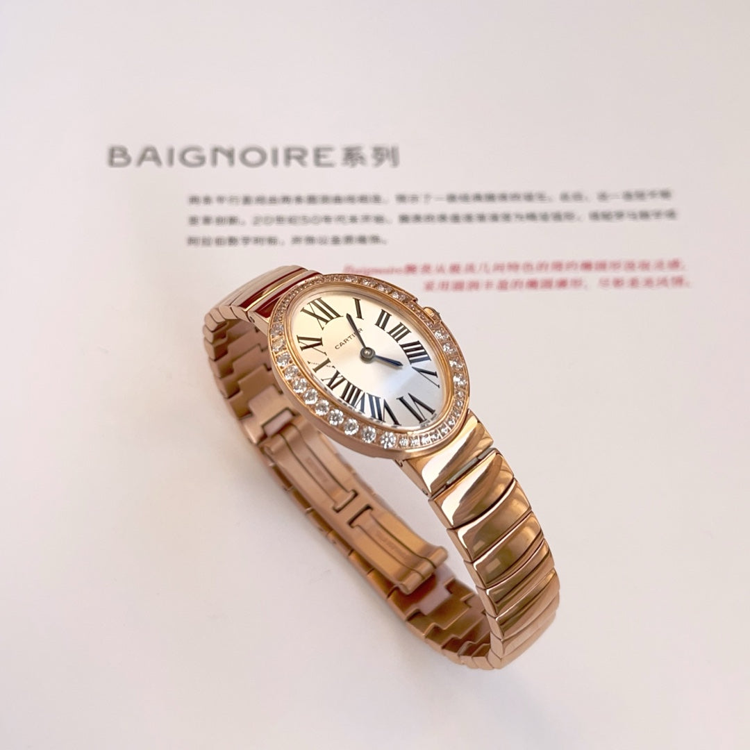 BAIGNOIRE DE CARTIER ¨C OVAL SHAPE ROSE GOLD WITH SINGLE LINE DIAMONDS