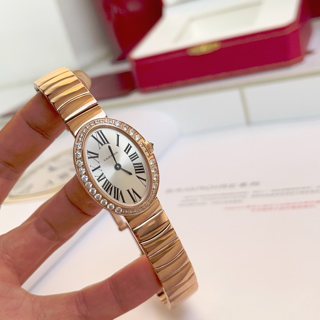 BAIGNOIRE DE CARTIER ¨C OVAL SHAPE ROSE GOLD WITH SINGLE LINE DIAMONDS