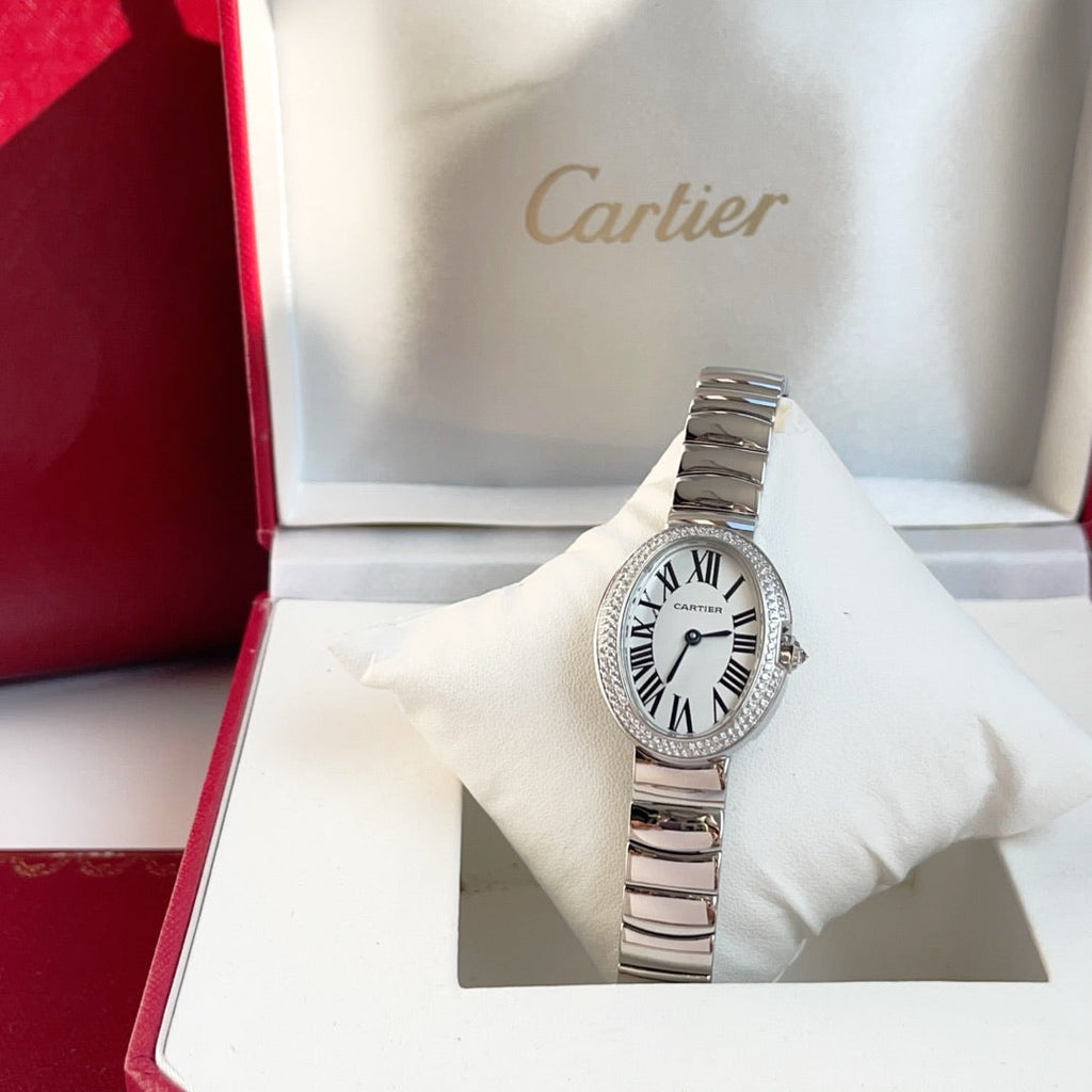 BAIGNOIRE DE CARTIER ¨C OVAL SHAPE SILVER WITH SINGLE LINE DIAMONDS